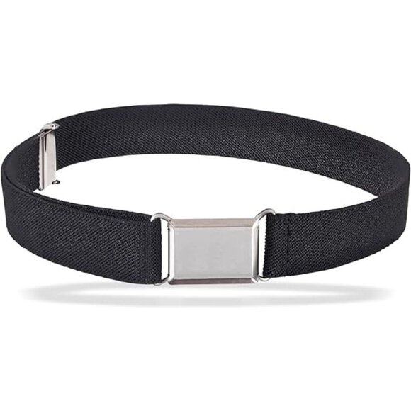 HOLD’EM Children’s Elastic Silver Buckle Belts Boys Girls Toddler 2T-5T - Black - Picture 1 of 6